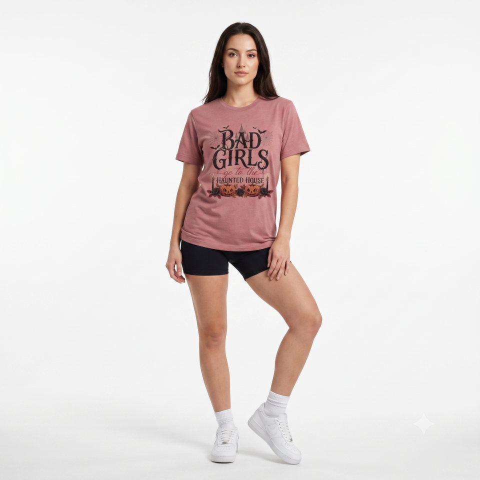 Bad Girls Go to the Haunted House Halloween T-Shirt
