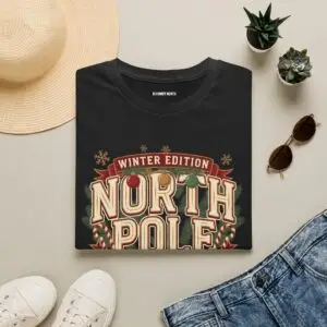 Image Alt Text Front Images North Pole Winter Edition athletic club graphic T-shirt on female model Forest green North Pole Winter Edition Christmas graphic tee front view Vintage holiday athletic club unisex T-shirt North Pole varsity Christmas graphic shirt Lifestyle Images Woman wearing North Pole Winter Edition holiday T-shirt in studio Casual festive outfit featuring North Pole Winter Edition graphic tee Close-up Images North Pole Winter Edition varsity Christmas graphic close-up Premium DTG printed holiday athletic club design on forest green T-shirt