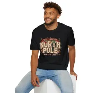 Image Alt Text Front Images North Pole Winter Edition athletic club graphic T-shirt on female model Forest green North Pole Winter Edition Christmas graphic tee front view Vintage holiday athletic club unisex T-shirt North Pole varsity Christmas graphic shirt Lifestyle Images Woman wearing North Pole Winter Edition holiday T-shirt in studio Casual festive outfit featuring North Pole Winter Edition graphic tee Close-up Images North Pole Winter Edition varsity Christmas graphic close-up Premium DTG printed holiday athletic club design on forest green T-shirt