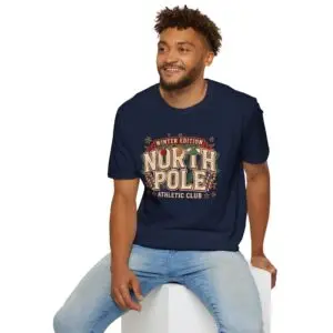 Image Alt Text Front Images North Pole Winter Edition athletic club graphic T-shirt on female model Forest green North Pole Winter Edition Christmas graphic tee front view Vintage holiday athletic club unisex T-shirt North Pole varsity Christmas graphic shirt Lifestyle Images Woman wearing North Pole Winter Edition holiday T-shirt in studio Casual festive outfit featuring North Pole Winter Edition graphic tee Close-up Images North Pole Winter Edition varsity Christmas graphic close-up Premium DTG printed holiday athletic club design on forest green T-shirt