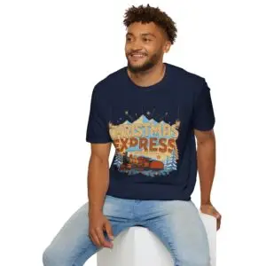 Image Alt Text Front Images Christmas Express vintage holiday train graphic T-shirt on female model Charcoal Christmas Express retro locomotive graphic tee front view Vintage Christmas train unisex T-shirt Holiday steam train Christmas graphic shirt Lifestyle Images Woman wearing Christmas Express holiday T-shirt in studio Casual festive outfit featuring Christmas Express graphic tee Close-up Images Christmas Express vintage train graphic close-up on charcoal T-shirt Premium DTG printed Christmas locomotive design details