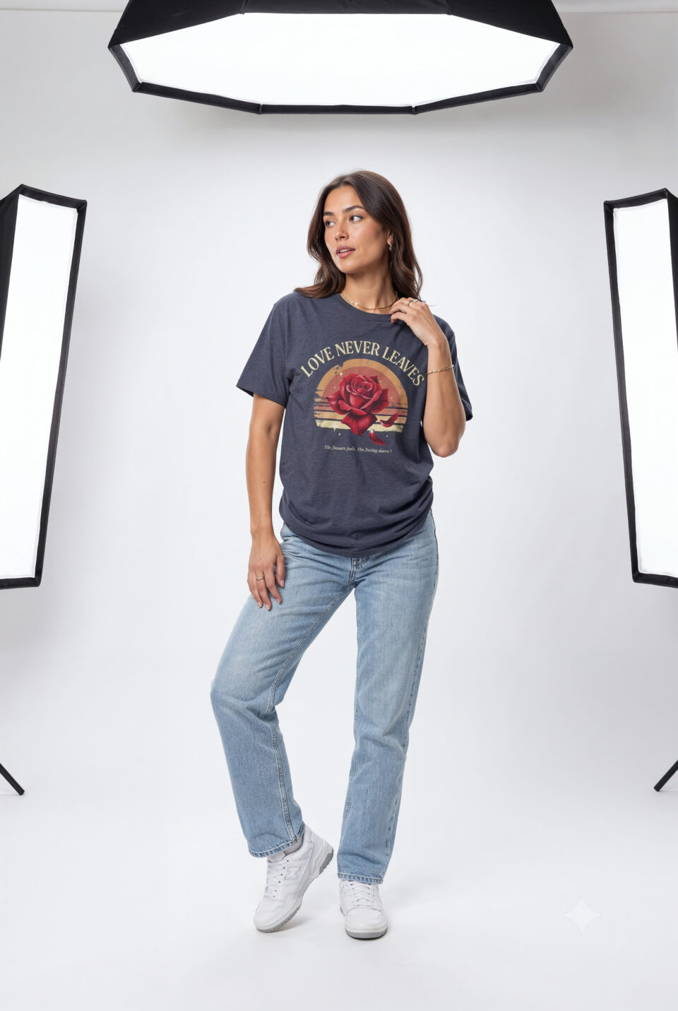 Love Never Leaves Rose Women's Streetwear T-Shirt