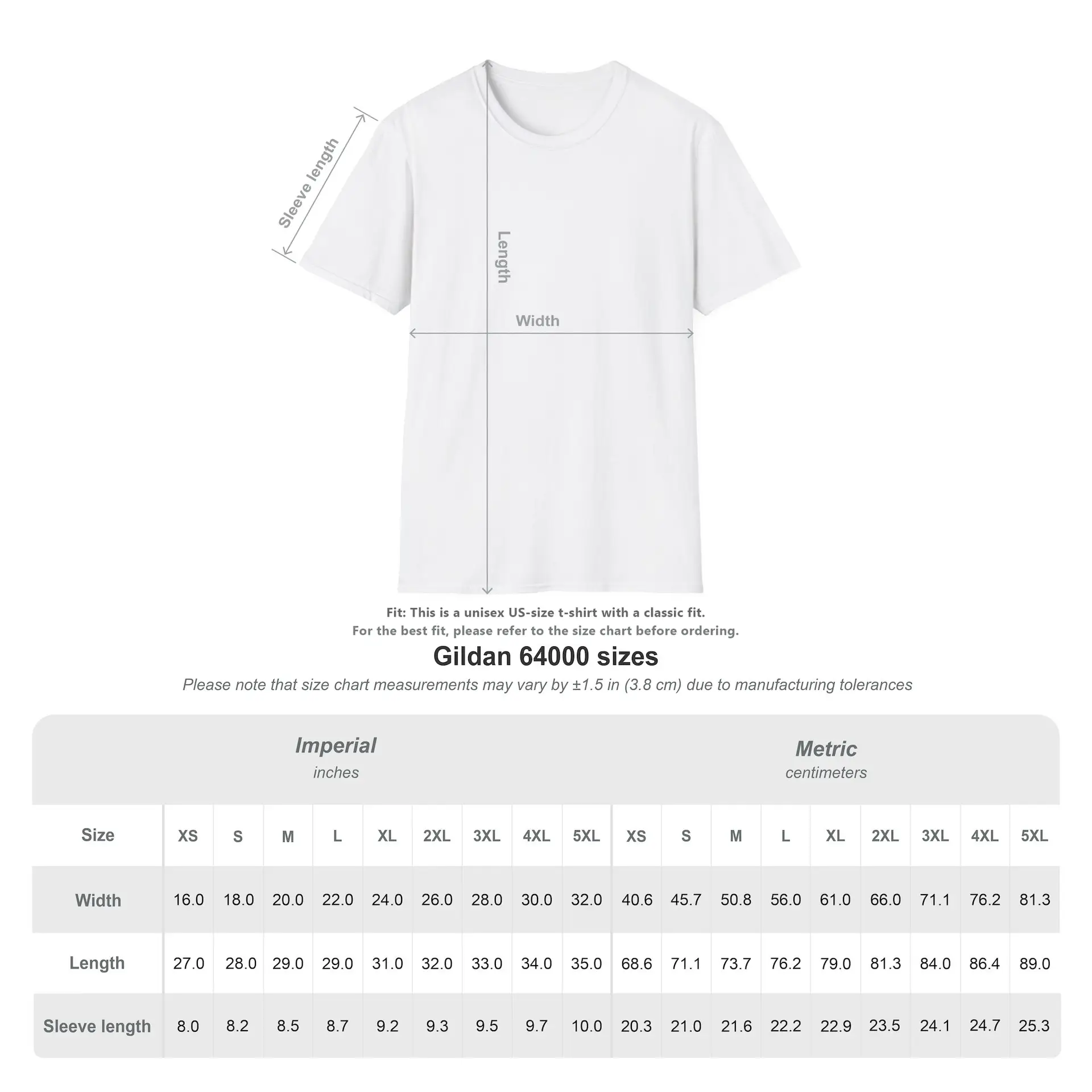 t shirt size