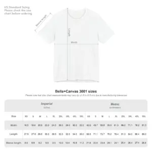 BELLA+CANVAS 3001 SIZE GUIDE