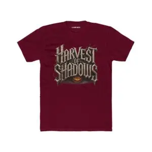 Harvest of Shadows gothic Halloween pumpkin graphic unisex T-shirt Note: A model-specific alt text cannot be accurately written because no product/model image was provided with the information. Short Product Text A darker take on autumn streetwear, featuring cracked gothic lettering and a glowing jack-o’-lantern graphic. Harvest of Shadows is a lightweight unisex tee made for Halloween nights and everyday casual wear.