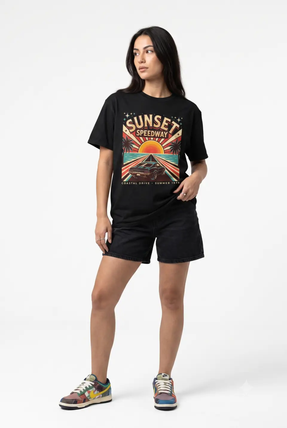 Sunset Speedway Unisex Summer T-Shirt