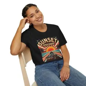 Sunset Speedway brings a vintage summer racing feel to an easy everyday unisex streetwear fit.