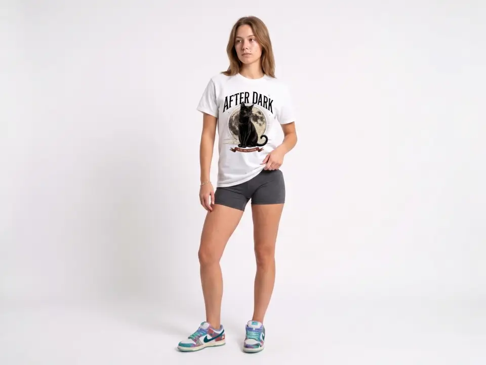 After Dark Black Cat T-Shirt — Moonlit Witchy Graphic Tee